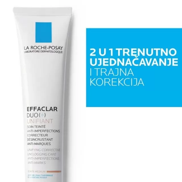 La Roche-Posay EFFACLAR DUO(+) UNIFIANT Ujednačujuća korektivna nega protiv nepravilnosti masne kože, 40 ml, Medium