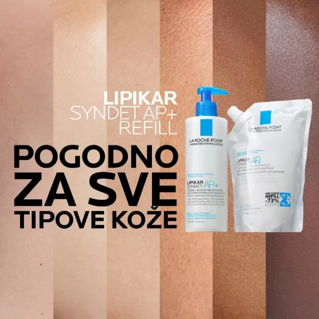 La Roche-Posay LIPIKAR SYNDET AP+ Kremasti gel za tuširanje obogaćen lipidima za svakodnevno pranje osetljive suve kože s osećajem svraba i iritacija, pogodno za bebe, decu i odrasle, 200 ml