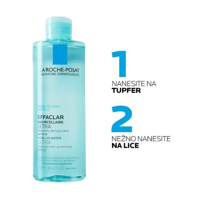 La Roche-Posay EFFACLAR Micelarna voda za čišćenje kože i uklanjanje šminke, masna i osetljiva koža, 400 ml