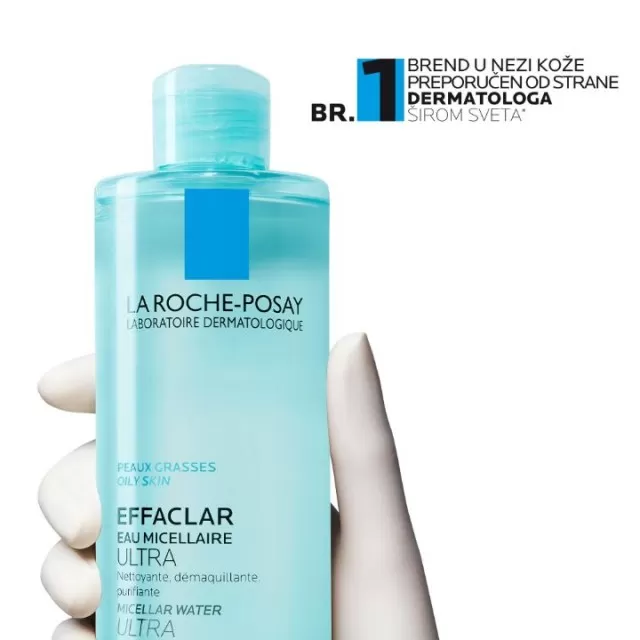 La Roche-Posay EFFACLAR Micelarna voda za čišćenje kože i uklanjanje šminke, masna i osetljiva koža, 400 ml