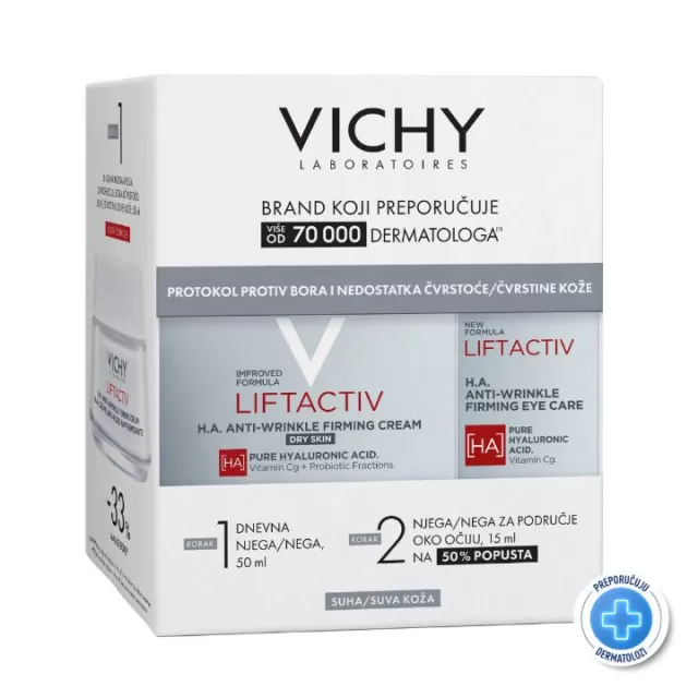 Vichy Winter promo, Liftactiv H.A.krema 50ml, suva koža + Liftactiv H.A  krema za oči 15ml