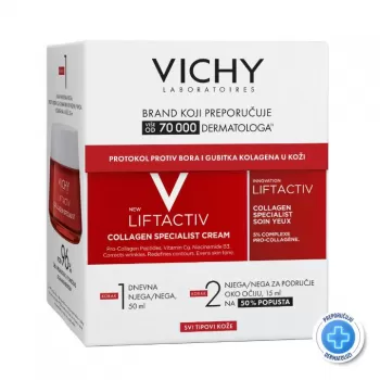 Vichy Winter promo, Liftactiv Collagen krema 50ml, suva koža + Liftactiv Collagen krema za oči 15ml