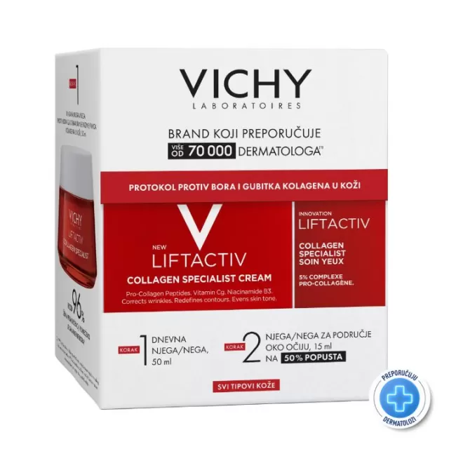 Vichy Winter promo, Liftactiv Collagen krema 50ml, suva koža + Liftactiv Collagen krema za oči 15ml