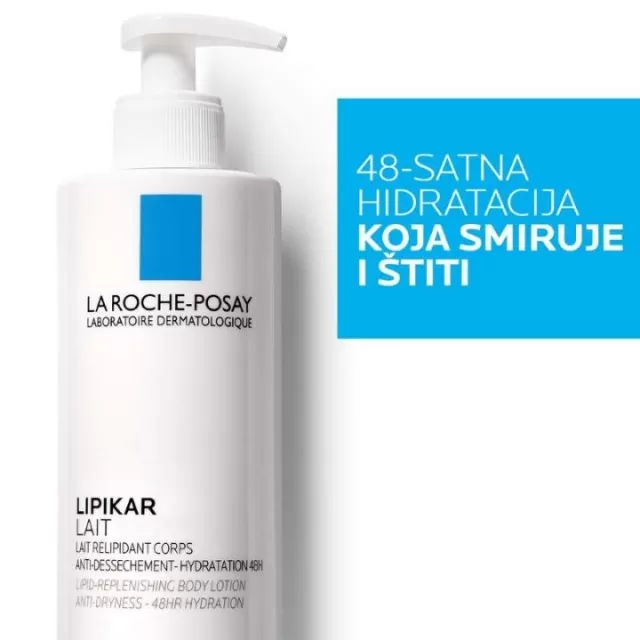 La Roche-Posay LIPIKAR LAIT Mleko za lice i telo protiv suvoće koje koži vraća lipide, pogodno za bebe, decu i odrasle, 400 ml