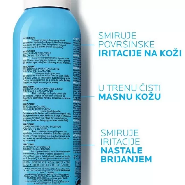 La Roche-Posay SEROZINC Adstringentni sprej koji čisti i smiruje kožu, 150 ml
