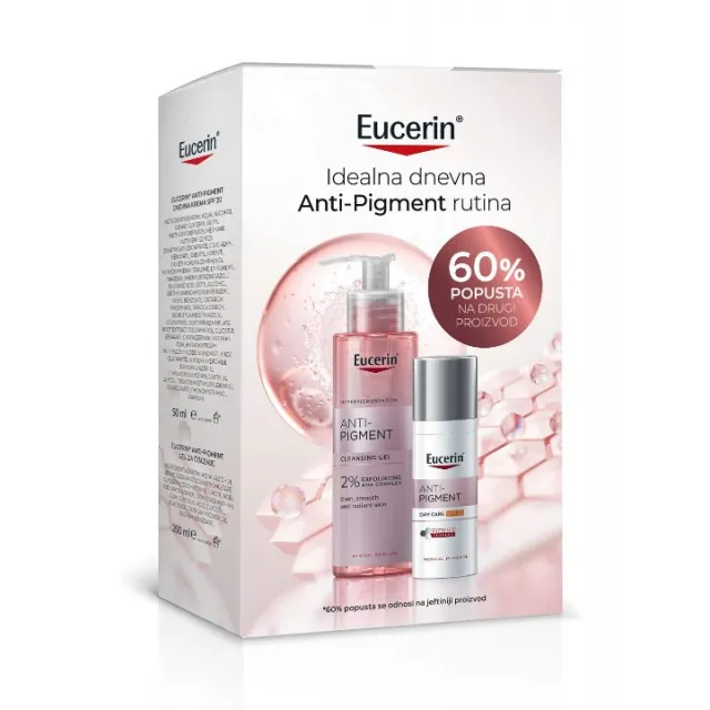 Eucerin PROMO Anti Pigment Dnevna Krema SPF30 i Gel za Čišćenje Lica 200 mL