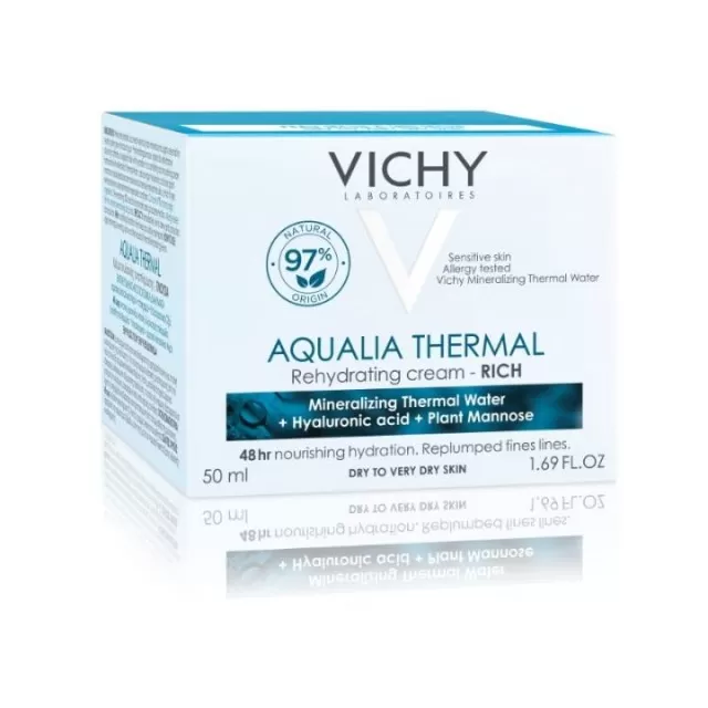 VICHY AQUALIA THERMAL RICH Bogata krema za hidrataciju kože sa hijaluronskom kiselinom, suva do vrlo suva koža, 50 ml