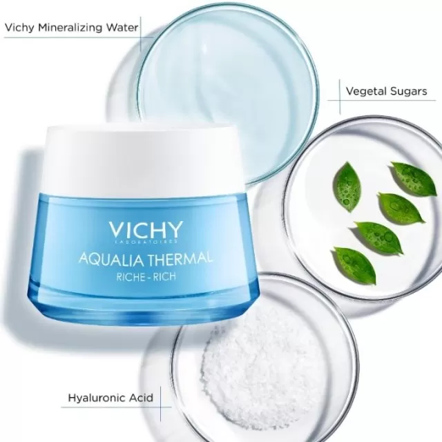 VICHY AQUALIA THERMAL RICH Bogata krema za hidrataciju kože sa hijaluronskom kiselinom, suva do vrlo suva koža, 50 ml