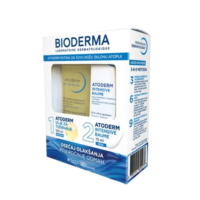 BIODERMA PROMO ATODERM INTENZIVNI BALZAM 75ML + ATODERM ULJE ZA TUŠIRANJE 100ML