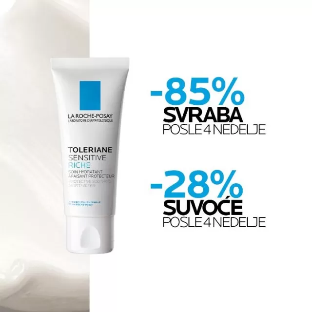 La Roche-Posay TOLERIANE SENSITIVE RICHE Bogata hidratantna nega za ravnotežu mikrobioma osetljive kože, normalna do suva koža, 40 ml