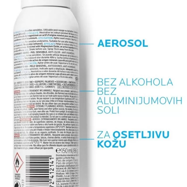 LA ROCHE-POSAY DEO SENSITIVE BEZ ALUMINIJUMA 48H SPREJ 150ML