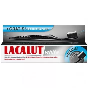 LACALUT WHITE PASTA ZA ZUBE 75ML+CRNA ČETKICA ZA ZUBE GRATIS