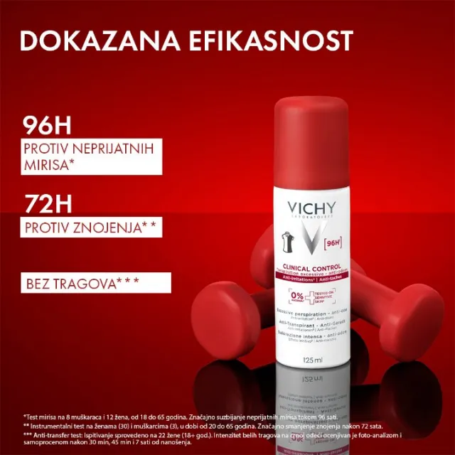 Vichy Clinical Control Antiperspirant Sprej protiv znojenja, 125 ml
