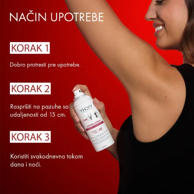 Vichy Clinical Control Antiperspirant Sprej protiv znojenja, 125 ml