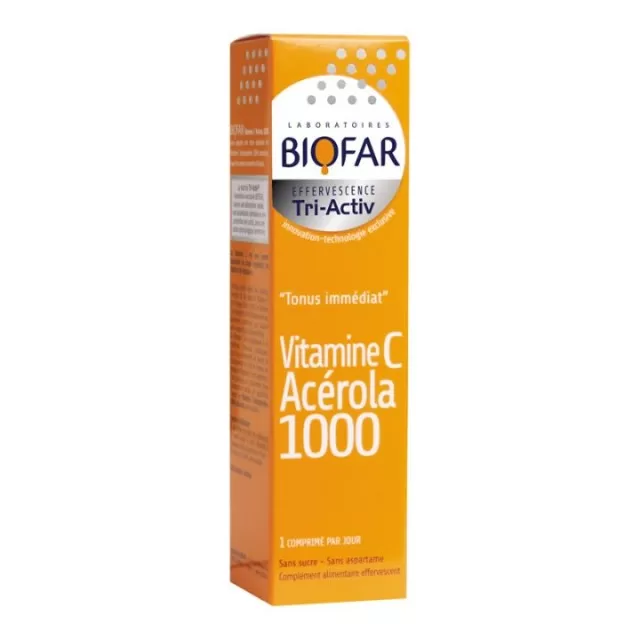 BIOFAR VITAMIN C 1000 ACEROLA 15 ŠUMEĆIH TABLETA