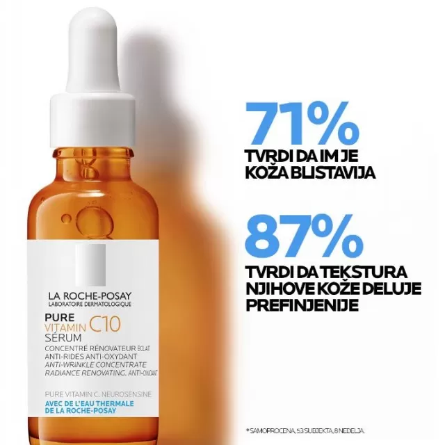 La Roche-Posay PURE VITAMIN C10 SERUM Obnavljajući serum protiv bora za sjaj i blistavost kože s čistim vitaminom C i salicilnom kiselinom, 30 ml