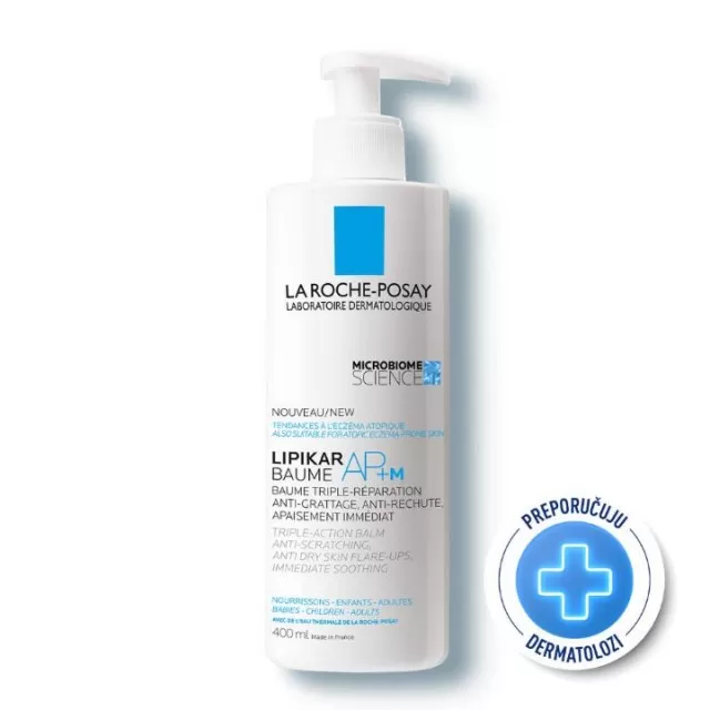 La Roche-Posay LIPIKAR BAUME AP+M Balzam protiv iritacije i svraba koji vraća lipide i trenutno umiruje kožu, pogodno za decu i odrasle, 400 ml