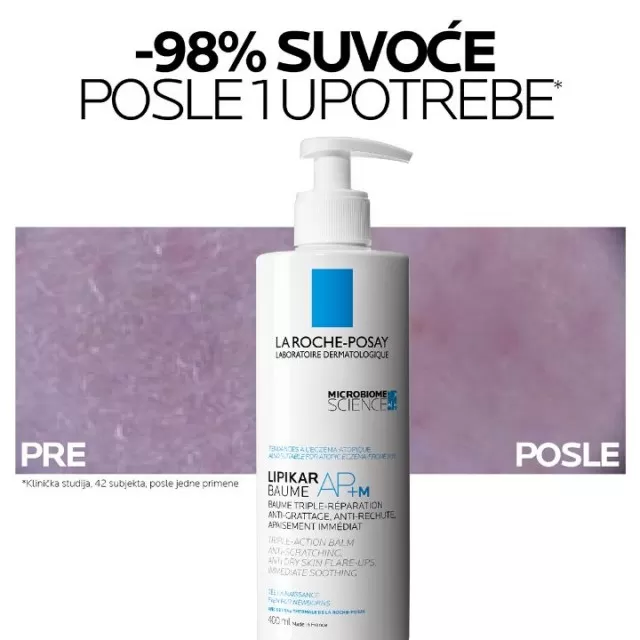 La Roche-Posay LIPIKAR BAUME AP+M Balzam protiv iritacije i svraba koji vraća lipide i trenutno umiruje kožu, pogodno za decu i odrasle, 400 ml