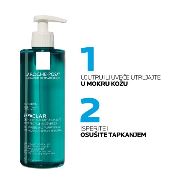 La Roche-Posay EFFACLAR Pročišćavajući mikro-piling gel za čišćenje lica i tela, za masnu kožu, 200 ml