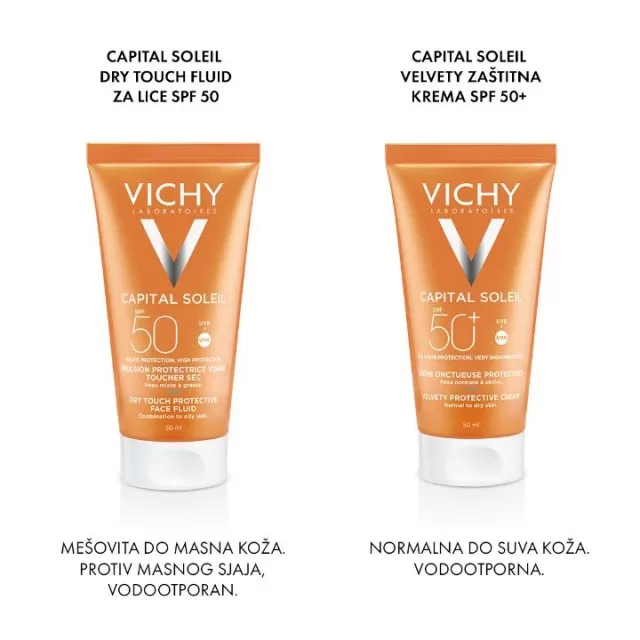 VICHY SUN CAPITAL SOLEIL "Dry touch" finish za lice SPF50+, 50 ml