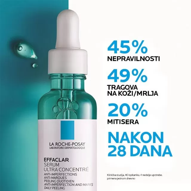 La Roche-Posay EFFACLAR ULTRA KONCENTRISANI SERUM Dnevni piling protiv nepravilnosti za kožu sklonu aknama u odraslom dobu, 30 ml