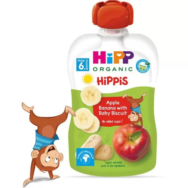 HIPP POUCH JABUKA, BANANA I DEČIJI KEKS 100G