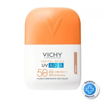 VICHY CAPITAL SOLEIL UV AQUA TONIRANI HIDRIRAJUĆI FLUID MEDIUM SPF50 VISOKA ZAŠTITA, 50 ml