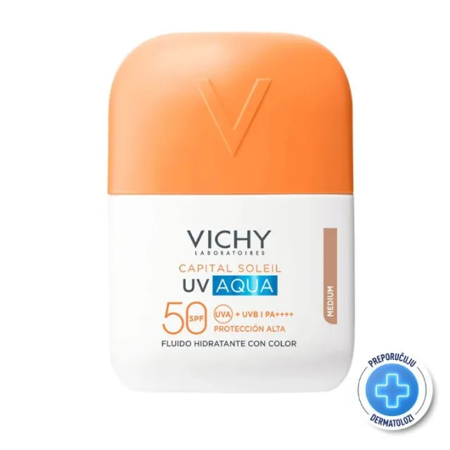 VICHY CAPITAL SOLEIL UV AQUA TONIRANI HIDRIRAJUĆI FLUID MEDIUM SPF50 VISOKA ZAŠTITA, 50 ml