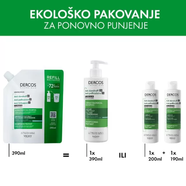 VICHY ŠAMPON PROTIV PERUTI ZA NORMALNU DO MASNU KOSU REFILL 390ML