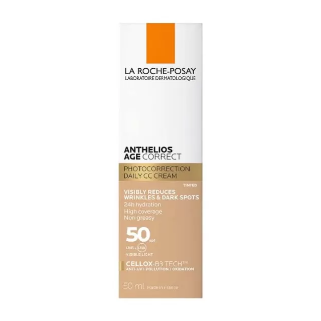 La Roche-Posay ANTHELIOS AGE CORRECT SPF50 Tonirana dnevna zaštita od sunca koja ispravlja znakove starenja, bore, tamne mrlje i elastičnost, 50 ml
