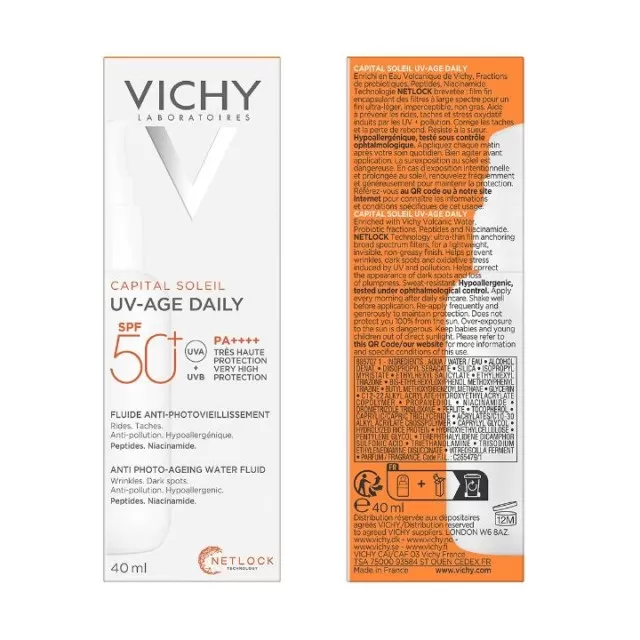VICHY SUN CAPITAL SOLEIL UV-AGE DAILY VODENI FLUID PROTIV ZNAKOVA FOTOSTARENJA SPF50+, 40 ml