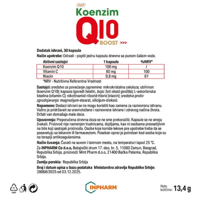 KOENZIM Q10 BOOST ZA SRCE I VITALNOST KAPSULE A30