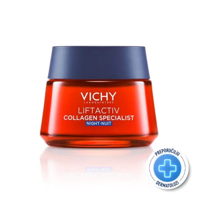 VICHY LIFTACTIV COLLAGEN SPECIALIST Noćna nega za korekciju bora, čvrstine i blistavosti kože s vitaminom Cg i anti-ageing peptidima, 50 ml