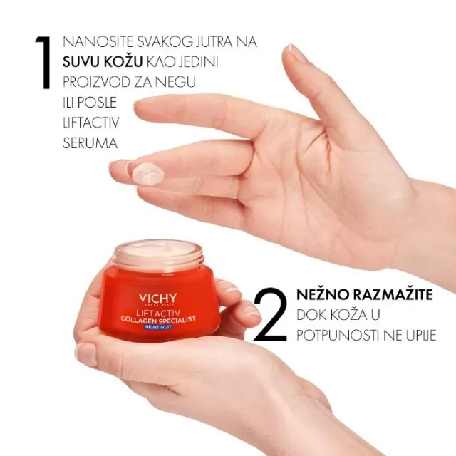 VICHY LIFTACTIV COLLAGEN SPECIALIST Noćna nega za korekciju bora, čvrstine i blistavosti kože s vitaminom Cg i anti-ageing peptidima, 50 ml