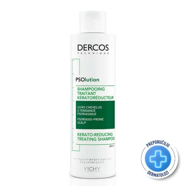 VICHY DERCOS PSOlution Šampon za vlasište sklono psorijazi protiv skvama, osećaja svraba i peckanja, 200 ml