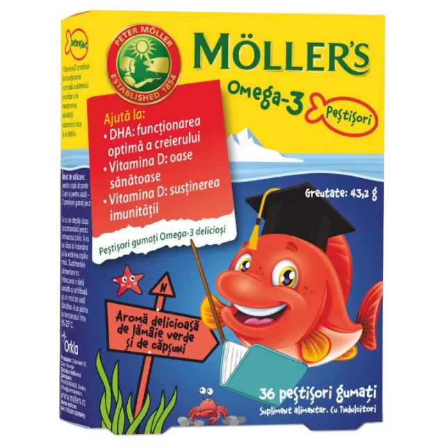 MOLLER'S OMEGA-3 JELLY FISH GUMENE RIBICE UKUS JAGODA A36