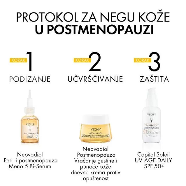 VICHY NEOVADIOL POSTMENO Hranjiva dnevna nega za čvrstinu kože i nadoknadu gubitka lipida u postmenopauzi, vrlo suva zrela koža, 50 ml