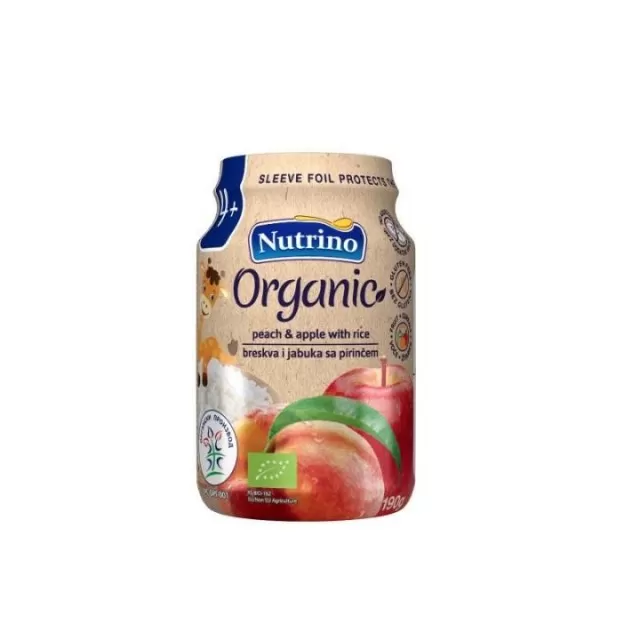 NUTRINO ORGANSKA KAŠICA BRESKVA,  JABUKA I PIRINAČ 190G