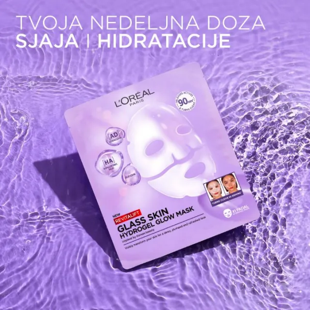 L'OREAL PARIS REVITALIFT FILLER GLASS SKIN HIDROGEL MASKA ZA BLISTAVU KOŽU A1