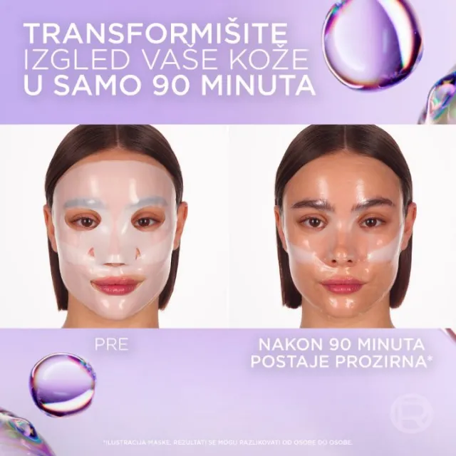 L'OREAL PARIS REVITALIFT FILLER GLASS SKIN HIDROGEL MASKA ZA BLISTAVU KOŽU A1