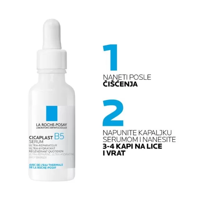 La Roche-Posay CICAPLAST B5 SERUM Ultra-obnavljajući i hidratantni serum za dehidriranu i nadraženu kožu bez sjaja, 30 ml
