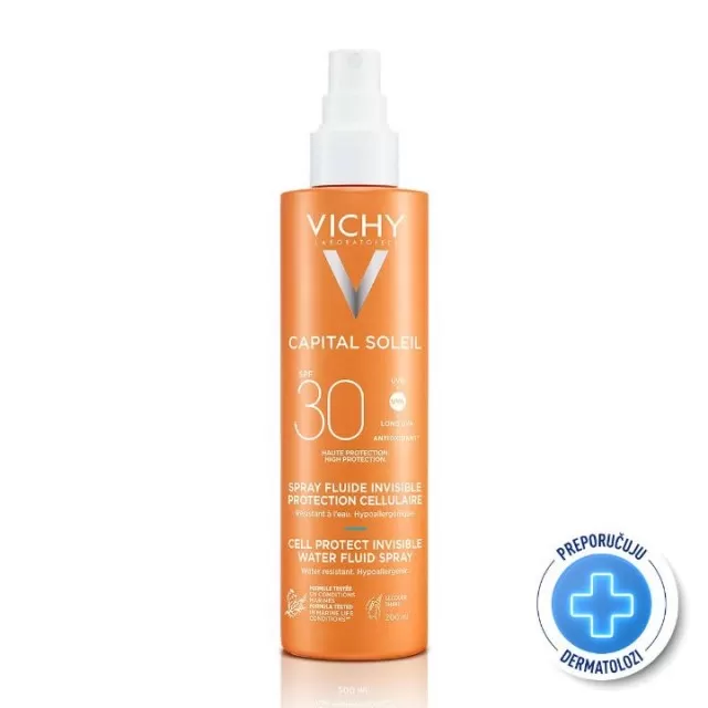 VICHY SUN CAPITAL SOLEIL - VODENO-FLUIDNI SPREJ ZA ZAŠTITU ĆELIJA KOŽE SPF30 - VISOKA ZAŠTITA, 200 ml