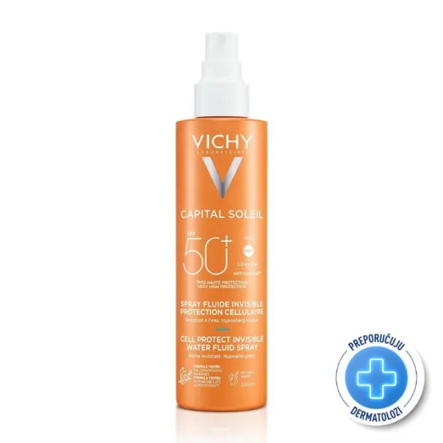 VICHY SUN CAPITAL SOLEIL - VODENO-FLUIDNI SPREJ ZA ZAŠTITU ĆELIJA KOŽE SPF50+, 200 ml