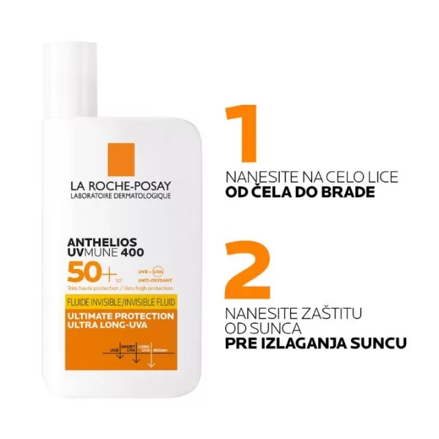 La Roche-Posay SUN ANTHELIOS UVMUNE 400 Fluid SPF50+ Ultimativna zaštita od sunca protiv dubinskog oštećenja epidermisa, 50 ml