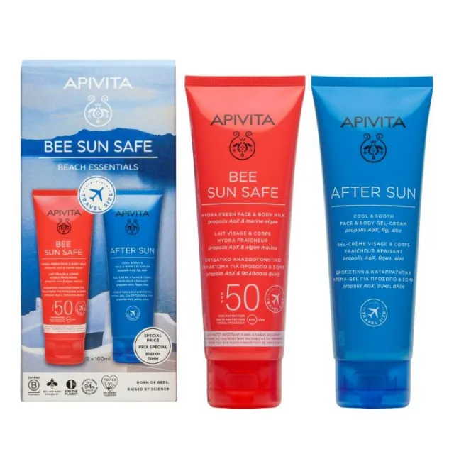 APIVITA PROMO SUN HYDRA FRESH MLEKO ZA LICE I TELO SPF50 100 ml + AFTER SUN GEL KREMA ZA LICE I TELO 100 ml