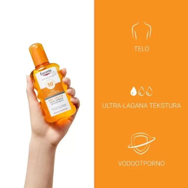 EUCERIN OIL CONTROL DRY TOUCH SPREJ ZA ZAŠTITU OSETLJIVE KOŽE OD SUNCA SPF 50+ 200ML
