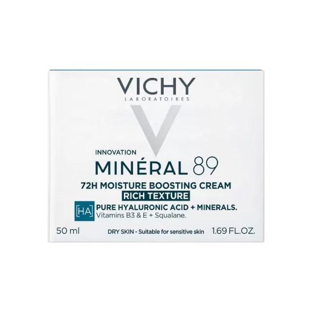 VICHY MINÉRAL 89 Bogata krema za intenzivnu hidrataciju tokom 72 časa za suve do vrlo suve kože, 50 ml
