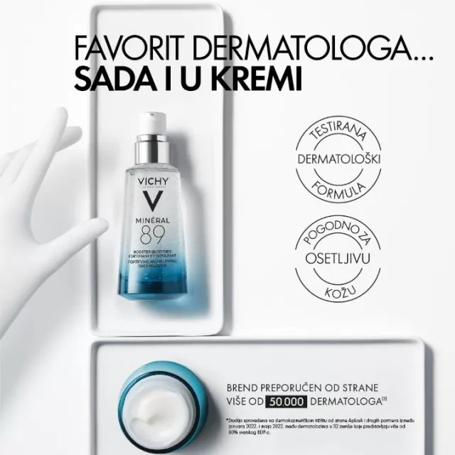 VICHY MINÉRAL 89 Bogata krema za intenzivnu hidrataciju tokom 72 časa za suve do vrlo suve kože, 50 ml