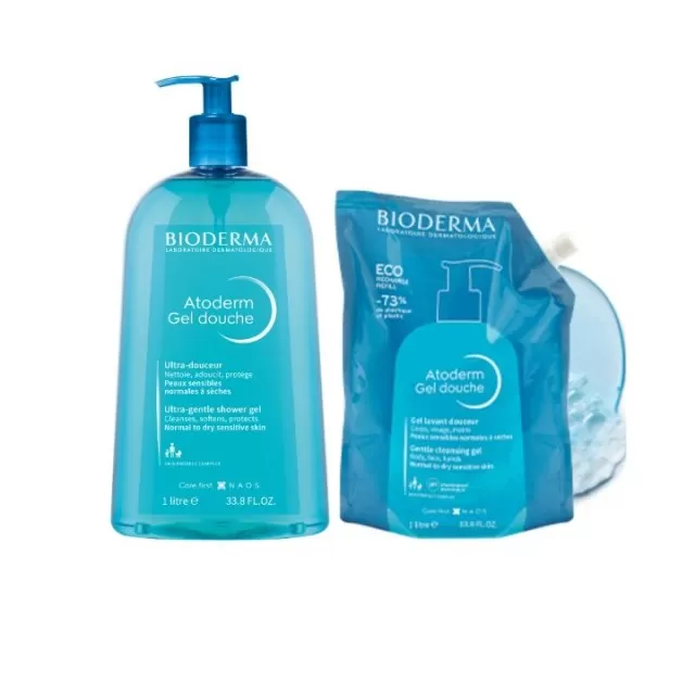 BIODERMA ATODERM BLAGI GEL ZA TUS. 1L +1 L REFFIL