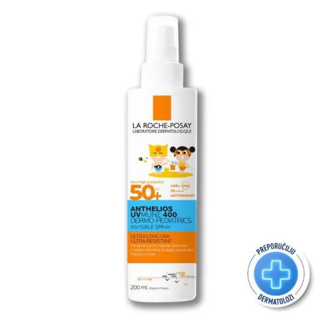 LA ROCHE-POSAY ANTHELIOS  UVMUNE 400 DERMO - PEDIATRICS NEVIDLJIVI SPREJ ZA ZAŠTITU OD SUNCA ZA DECU SPF50+, 200 ml